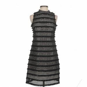NWOT J Crew Fringe Lace Shift Dress Black Sleeveless Mock Neck - MSRP $148